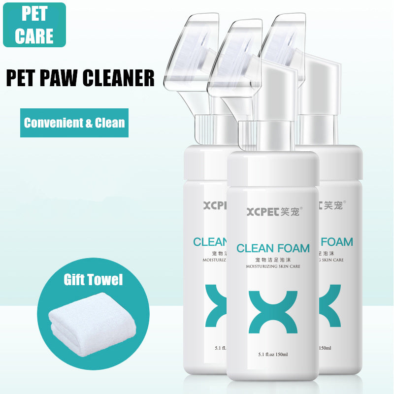 No-Rinse Waterless Shampoo Pet Paw Cleaner Grooming Brush