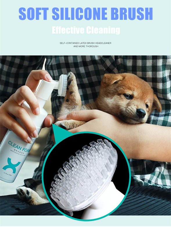 No-Rinse Waterless Shampoo Pet Paw Cleaner Grooming Brush