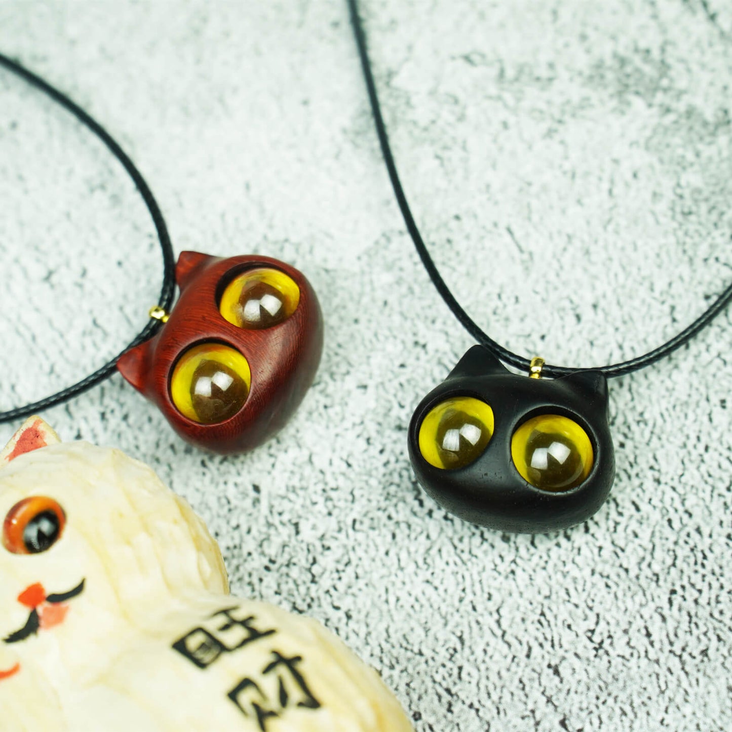 Handmade Wood Cat Necklace