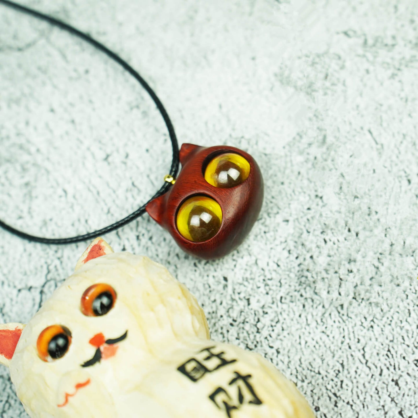 Handmade Wood Cat Necklace