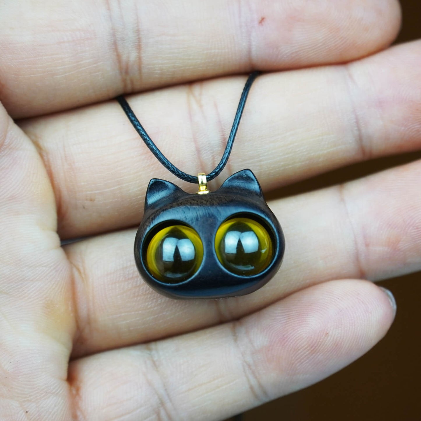 Handmade Wood Cat Necklace