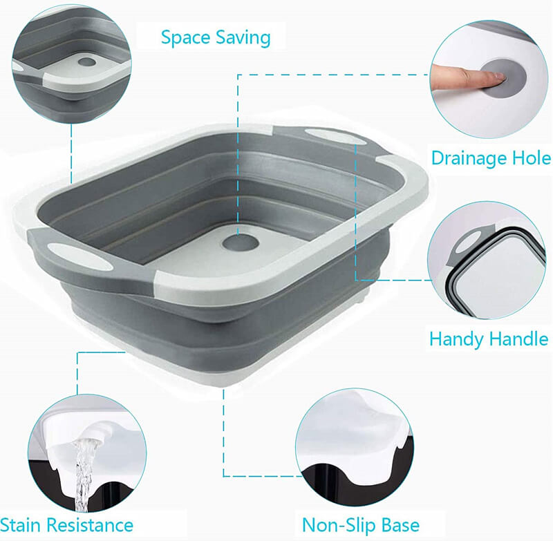 Collapsible Cutting Board Dish Tub