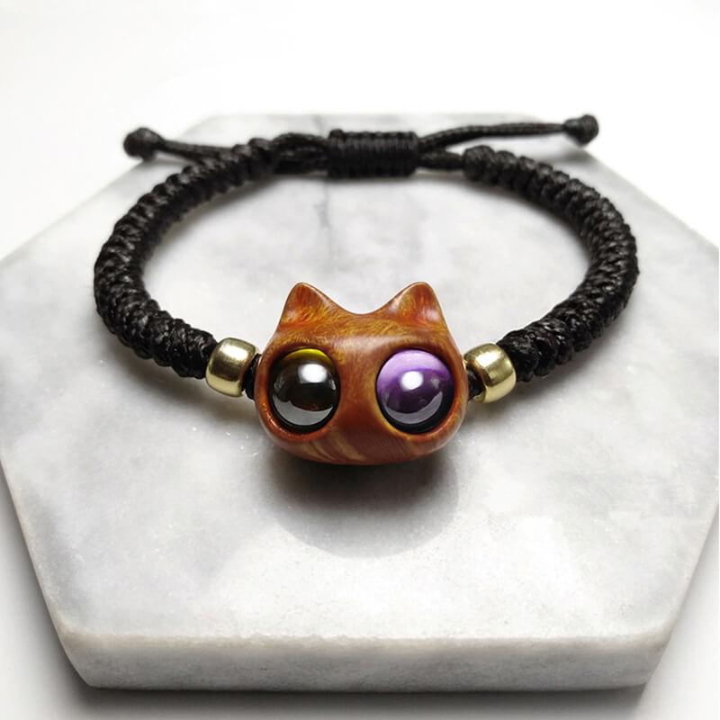 Handmade Wood Cat Bracelet