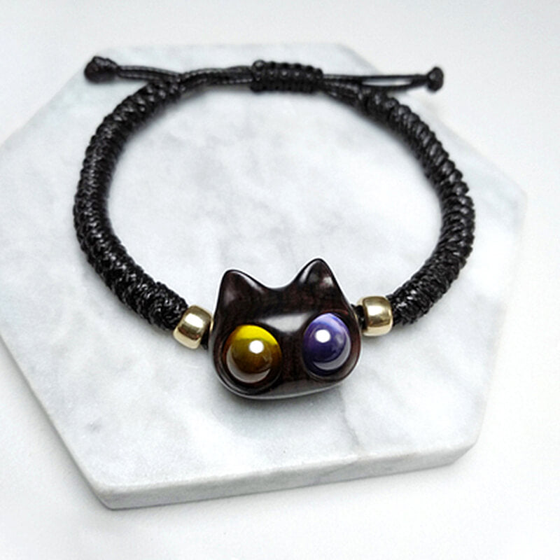 Handmade Wood Cat Bracelet