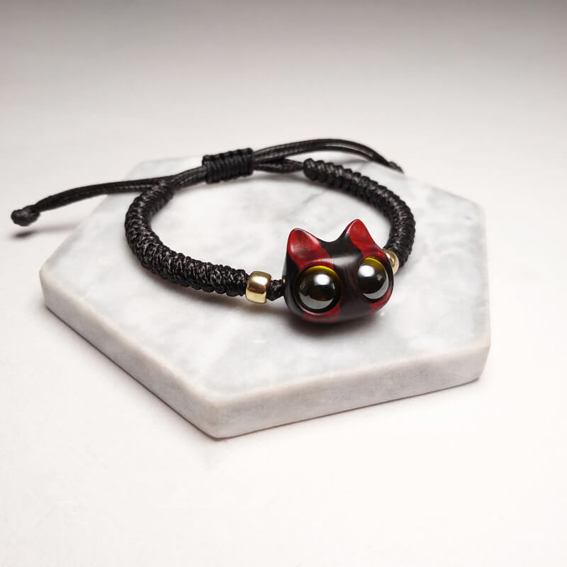 Handmade Wood Cat Bracelet