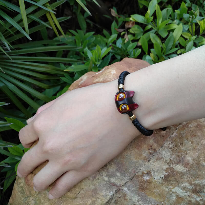 Handmade Wood Cat Bracelet