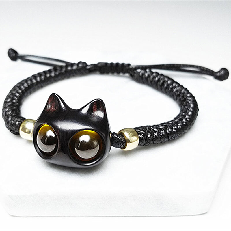 Handmade Wood Cat Bracelet