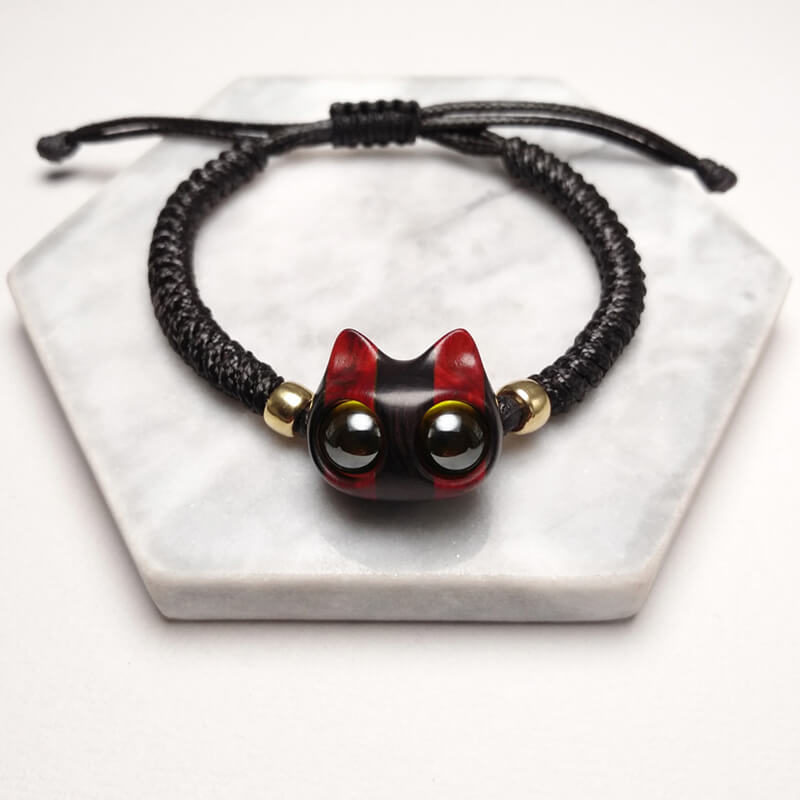 Handmade Wood Cat Bracelet