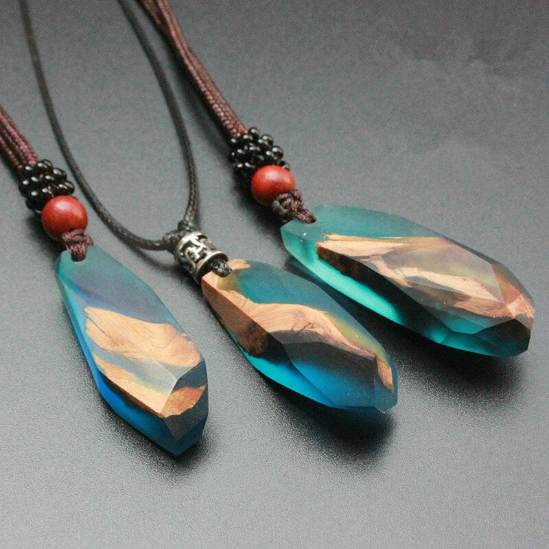 Ocean Heart Resin Pendant Necklace