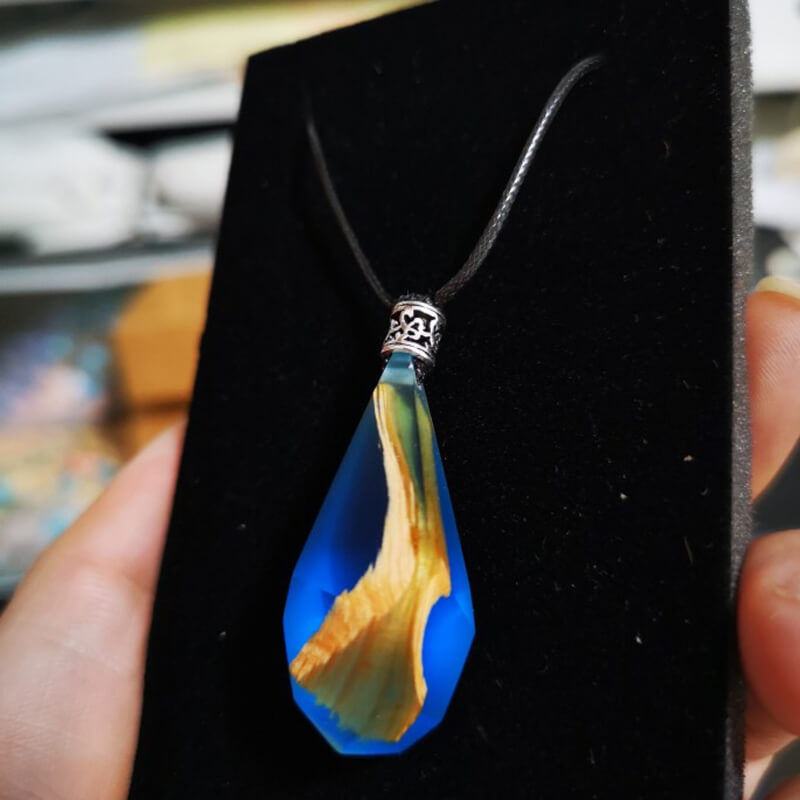 Ocean Heart Resin Pendant Necklace