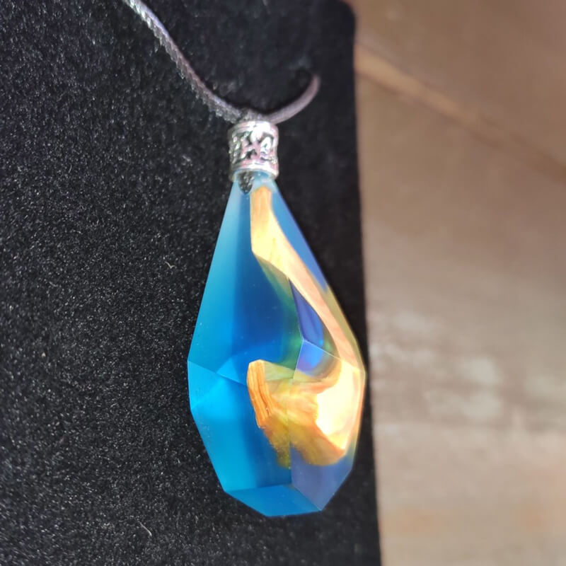 Ocean Heart Resin Pendant Necklace