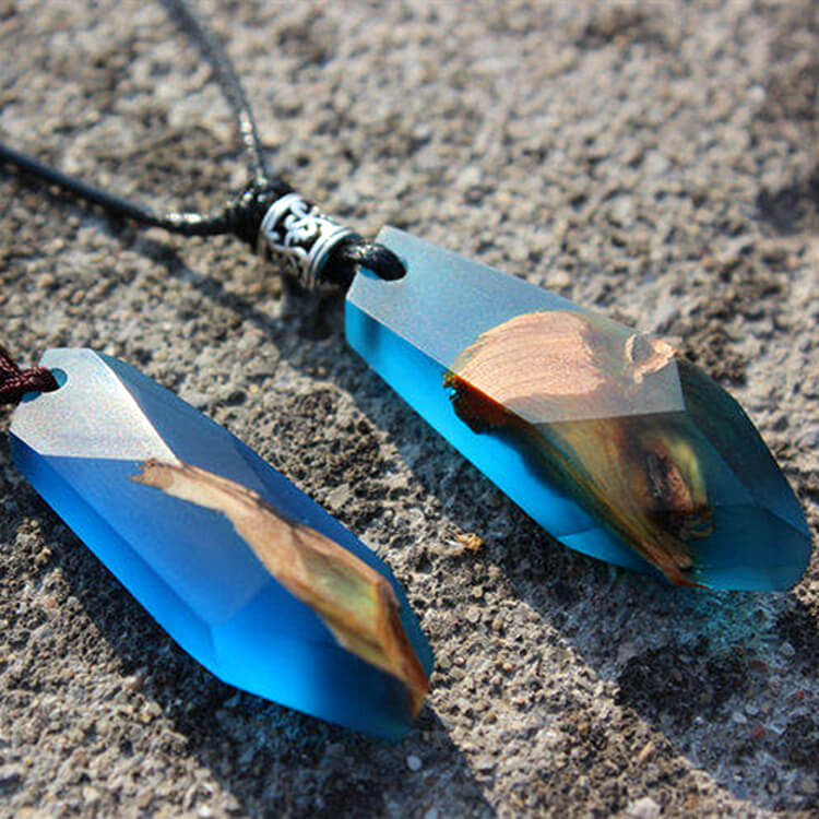 Ocean Heart Resin Pendant Necklace