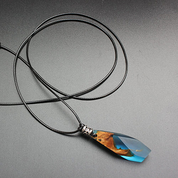 Ocean Heart Resin Pendant Necklace