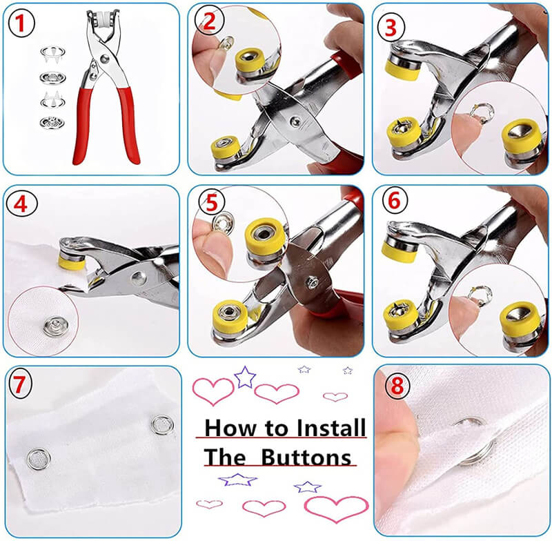 Snap Fastener Plier with Metal Snap Button