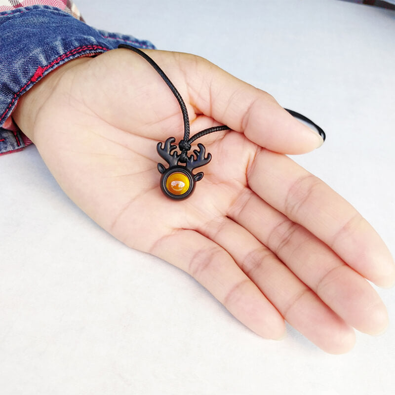 Wood Elk Pendant Necklace