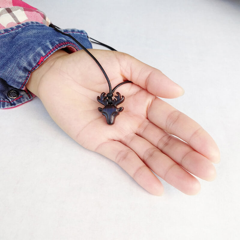 Wood Elk Pendant Necklace