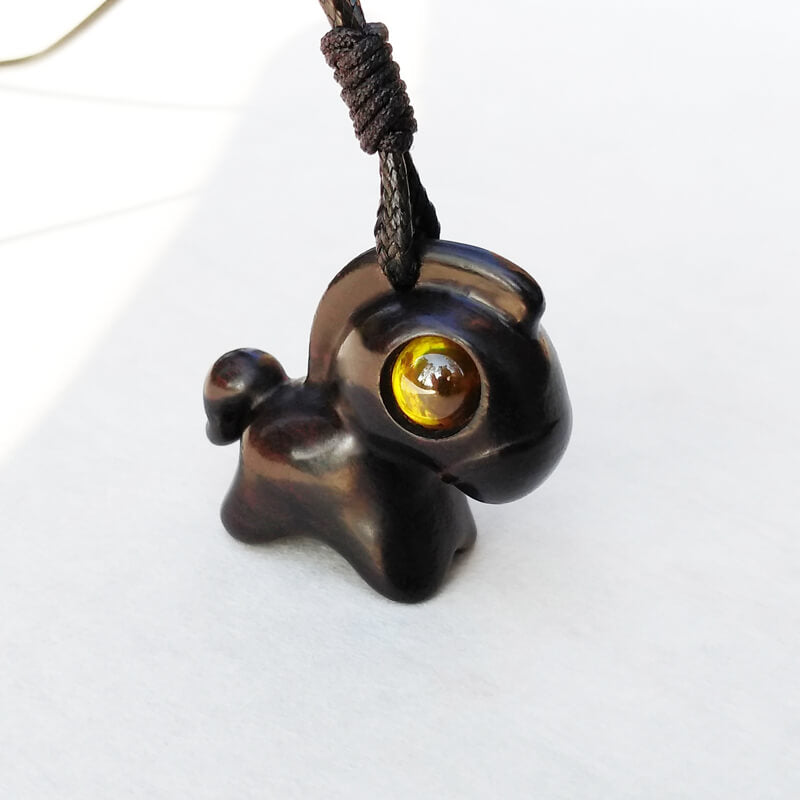 Wood Horse Pendant Necklace