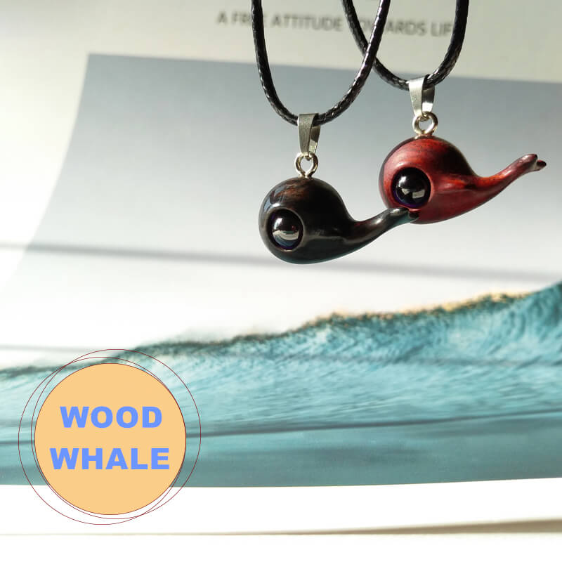 Wood Whale Pendant Necklace