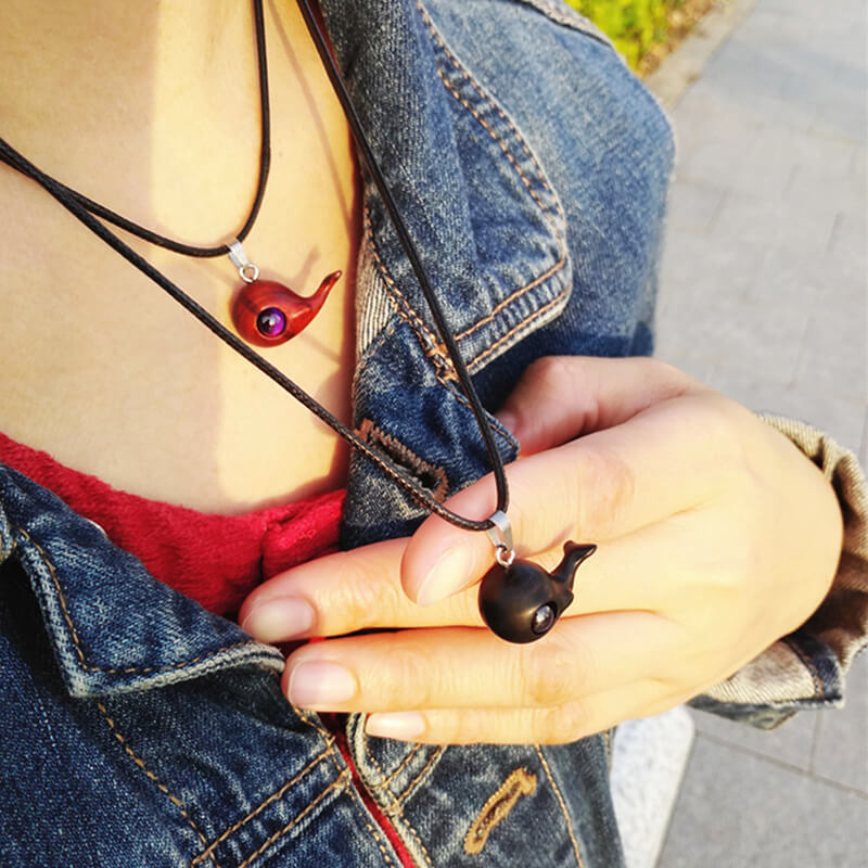 Wood Whale Pendant Necklace