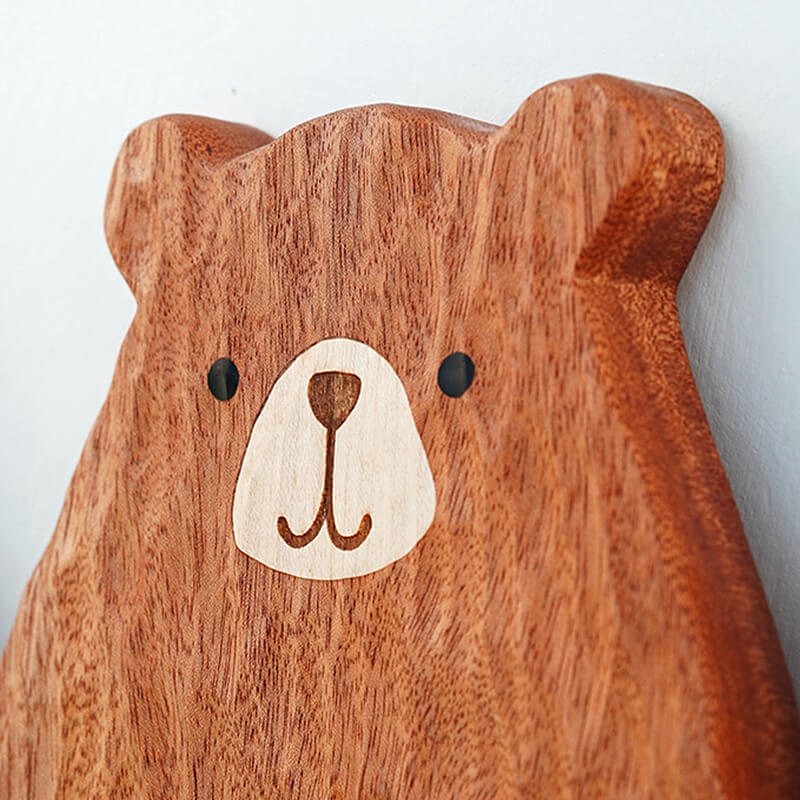 Handmade Little Bear Wood Dinner Plate