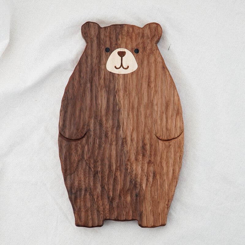 Handmade Little Bear Wood Dinner Plate