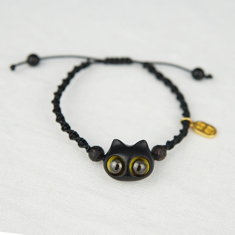 Handmade Cute Wood Cat Bracelet