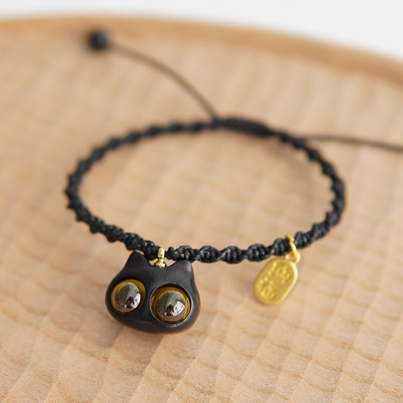 Handmade Cute Wood Cat Bracelet