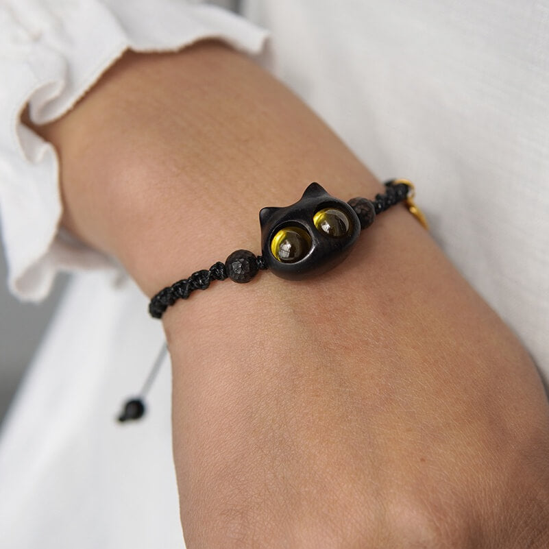 Handmade Cute Wood Cat Bracelet