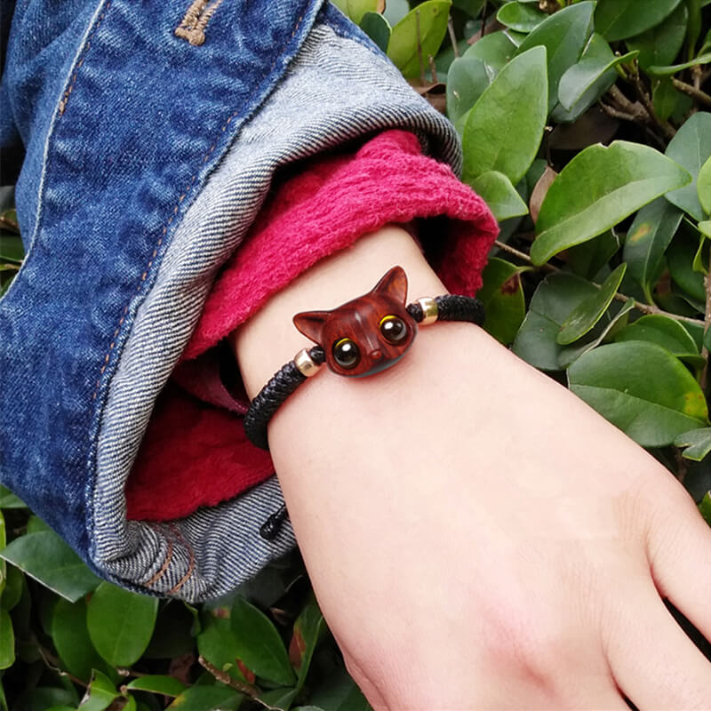 Handmade Cute Wood Fox Bracelet