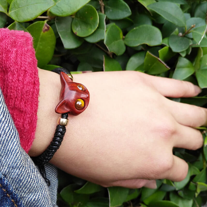 Handmade Cute Wood Fox Bracelet