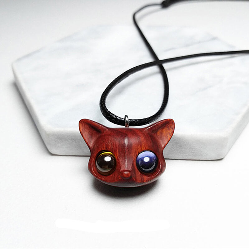 Handmade Cute Wood Fox Pendant Necklace